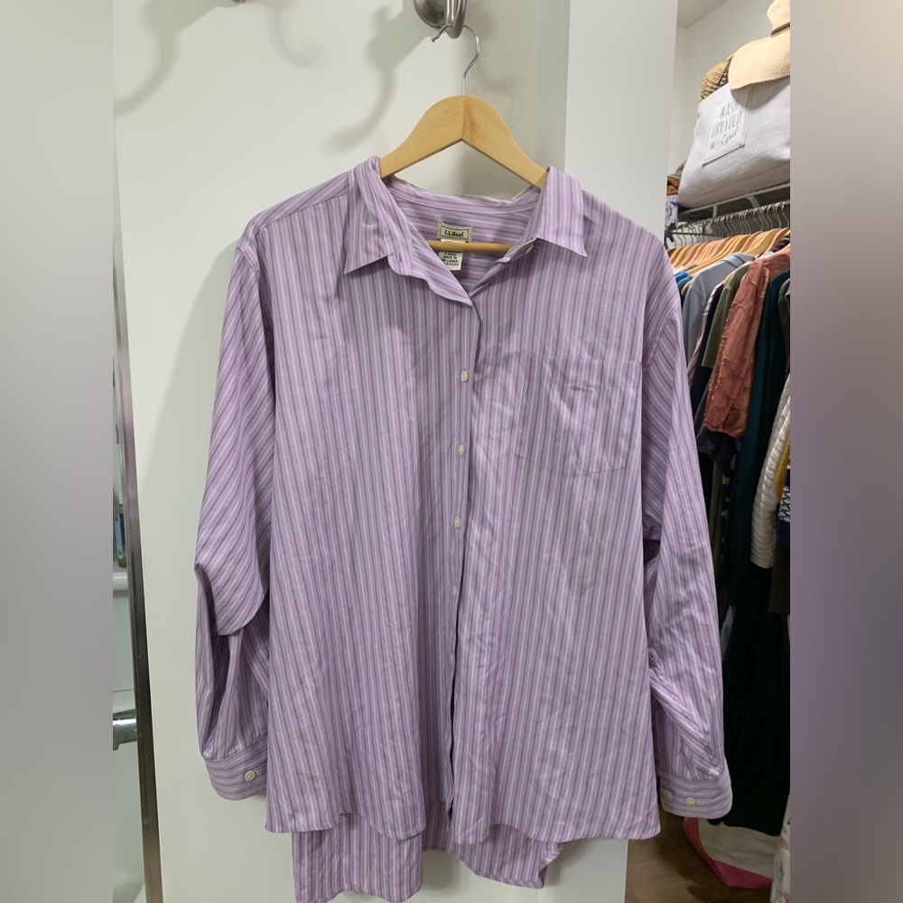 L.L. Bean Lavender Striped Button Down Shirt vintage